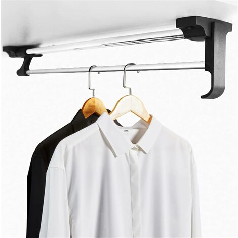 Tige rétractable robuste pour placard – Rail de cintre pour garde-robe,  montage sur le dessus pour économiser de l'espace dans la garde-robe  (taille : 25)