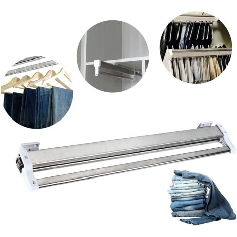 Tringle d'extension de penderie, tringle de penderie, rails en acier inoxydable, télescopique, tube de penderie, pantalons, cintres, 54-110 cm