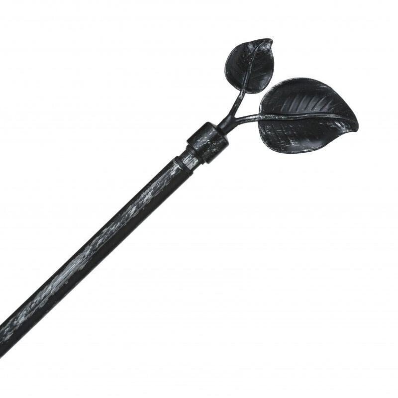 Tringle en métal réglable 120 à 210 cm - d 1,9 cm - Embout Feuilles - Noir - Livraison gratuite