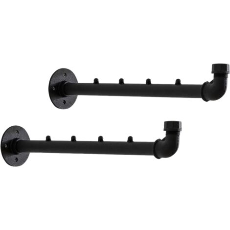 Tringle murale en métal, porte-manteau de style industriel, polyvalent pour chambre, salle de bain ou cuisine, lot de deux (40 cm)