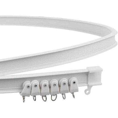 Tringle pliable en alliage（200 Ceiling Mount） de métal et plastique flexible pour rideau de fenêtre. blanc