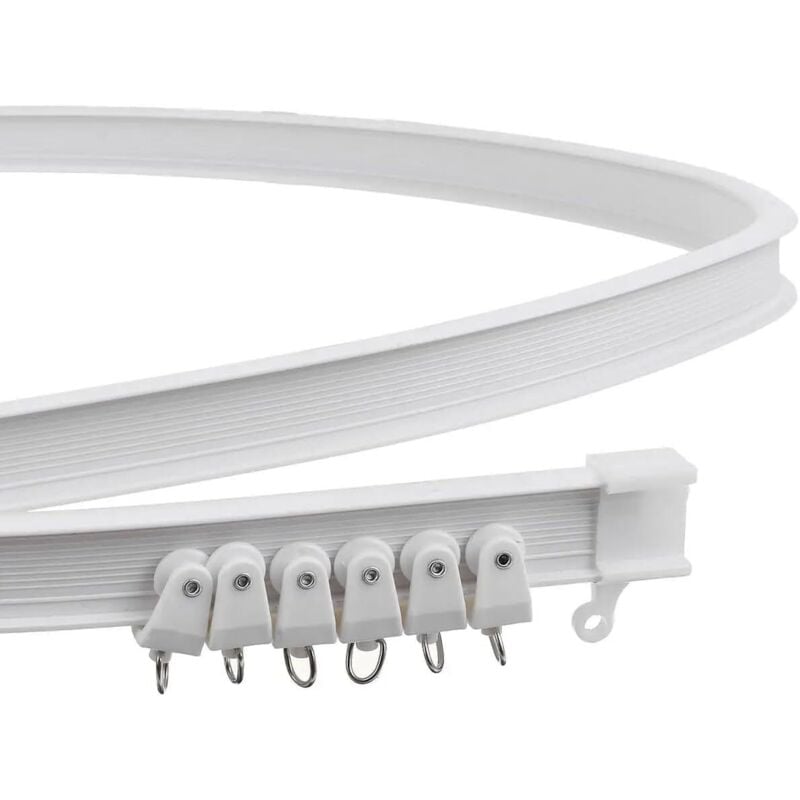 Csparkv - Tringle pliable en alliage(200cm Ceiling Mount) de métal et plastique flexible pour rideau de fenêtre, blanc