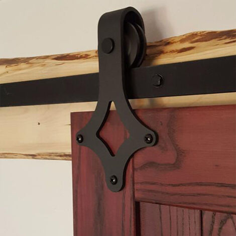 Rail Porte Coulissante Industriel Am/éliorer Ensemble Industriel pour Porte Suspendue en Bois 6FT Quincailleri Kit de Rail pour Porte Coulissante 183cm