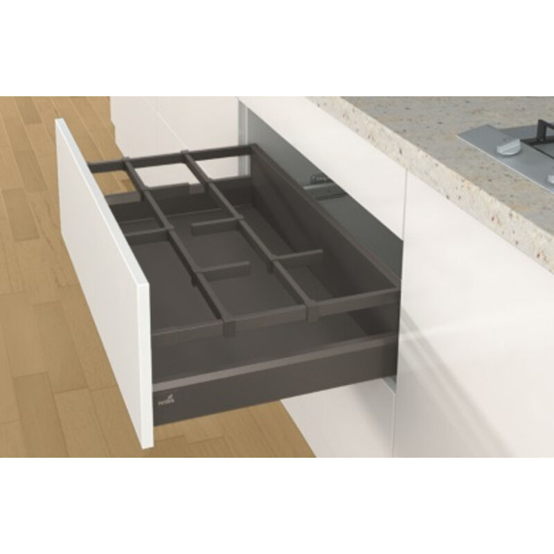 Tringle transversale pour rangement intérieur de tiroir casserolier ArciTech longueur 2000 mm coloris anthracite recoupable Hettich