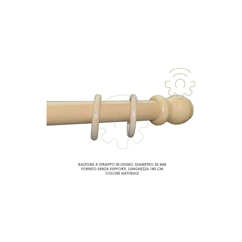 Tringle a rideau coulissante en bois naturel 35 mm longueur 180 cm sans supports