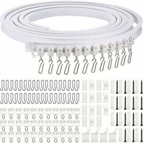Tringle Rideau Flexible, Tringle Rideau Extensible de 5 Mètres, Barre Rideau, Rail pour Rideaux Séparateur de Pièces