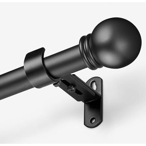 Tringle rideaux 18-28 pouces noire, barre 2,5 cm diamètre avec embouts ronds installation facile