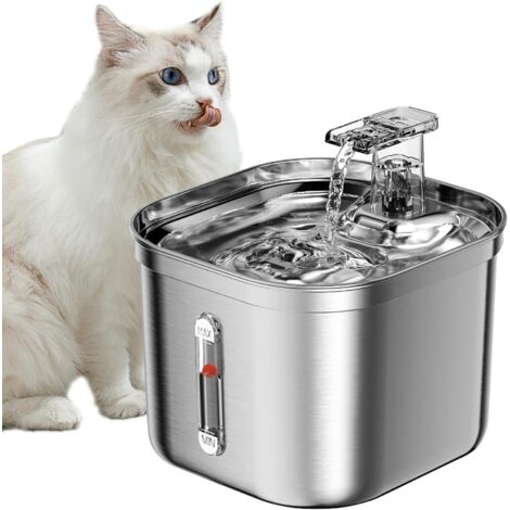 Trinkbrunnen für Katzen, Edelstahl-Trinkbrunnen für Katzen im Innenbereich, 3 Filter und ultraleise Pumpe, 2,2 l / 73 oz, Hunde-Trinkbrunnen