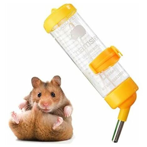 Trinkflasche aus Kunststoff, Wasserspender für Kaninchen, Hamster, Kleintiere, gelb