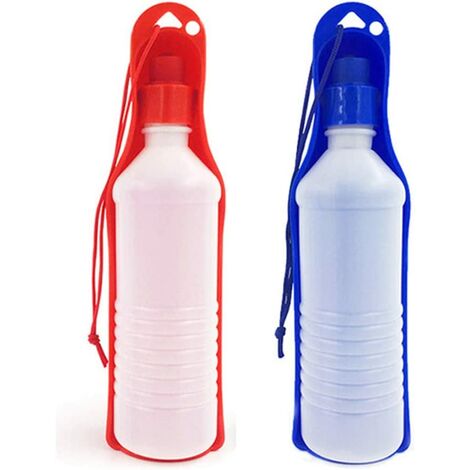 GOODS+GADGETS Hunde Trinkflasche mit integriertem Trinknapf Reise Wasserflasche Auto Hundeflasche mit Wasser-Napf 600ml; Blau 