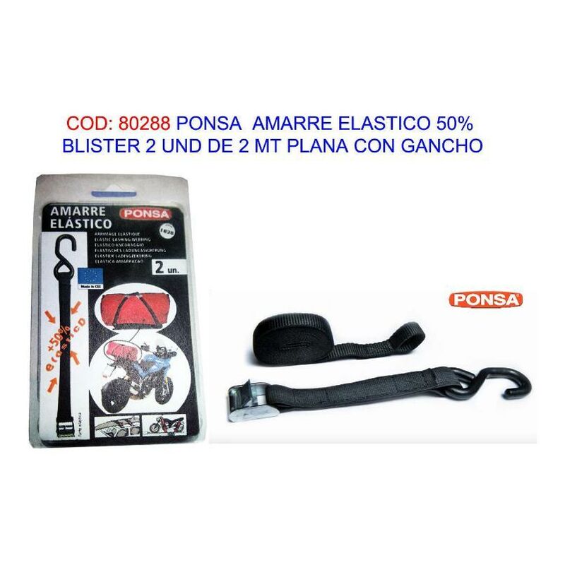 

MIBRICOTIENDA ponsa amarre elastico 50% blister 2 und 2 mt plana c-gancho