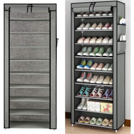 Trintion 10 Schicht Schuhregal Schuhschrank Schuhständer Schuhablage Staubdichtes für ca. 27 paar Schuhe staubdichtes Regale (58 x 28 x 160 cm) (Grau)