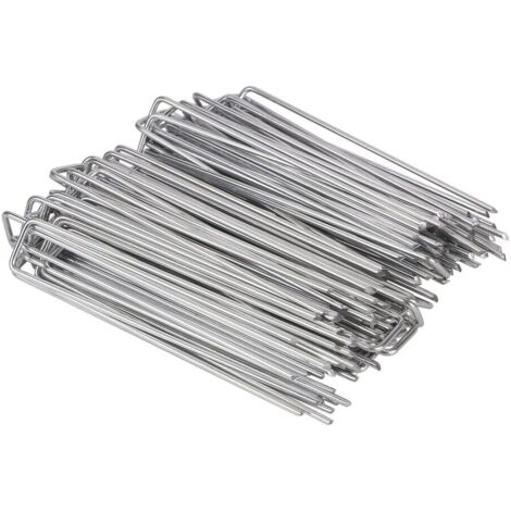 Trintion 100 Stück Erdanker Anti Rost Bodenanker Zeltheringe Camping Heringe für Gartenvlies Bodenbefestigung Zaun 200mm x 30mm x Ø 3mm