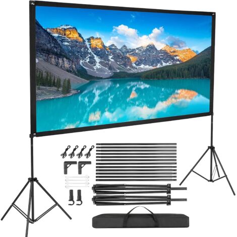 Trintion 120" Leinwand Beamer mit Ständer,Tragbare HD 4K Faltbare Projektionsleinwand Faltenfrei Rückseite Front 16:9, 160° Betrachtungswinkel, Leinwand mit Stativ