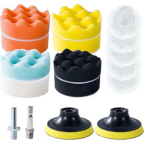 Trintion 17 STK Polierschwamm Auto Set, 80mm Polierschwämme Pads, Waben Polieren Schwämme, Polishing Pad, Wachs Polierschwamm Waschbar, vielseitiges Polierschaum Set