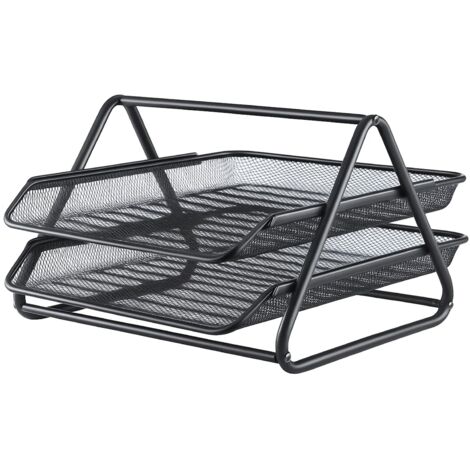Trintion 2 Tier Office Filing Trays Holder Desktop Document Storage Metal Filling Collection for Home &Office (2 Tier Black)