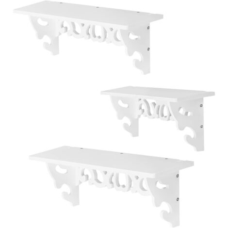 Trintion 3er Set Wandregal Hängeregal 30cm 45cm 60cm U Form Schweberegal Hängeregal Wandboard Schweberegal Holz Kunststoff Verbund Weiß Deko Regalbrett für Schlafzimmer Büro Wohnzimmer Badregal