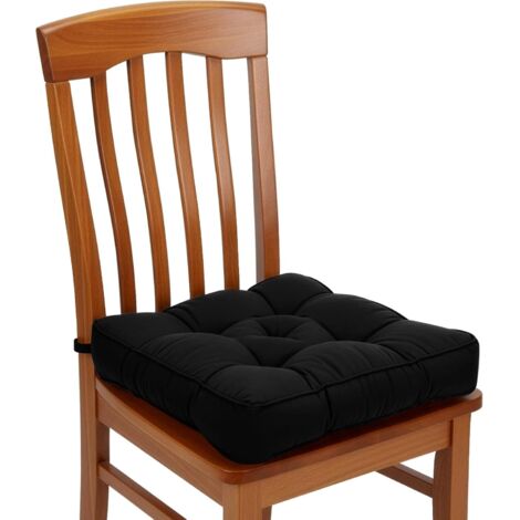 Trintion 40x40cm Firm Seat Pad with 8cm Thick Square Seat Pad with Supportive, Lift Soft Touch Faux Suede Cushion (Black)