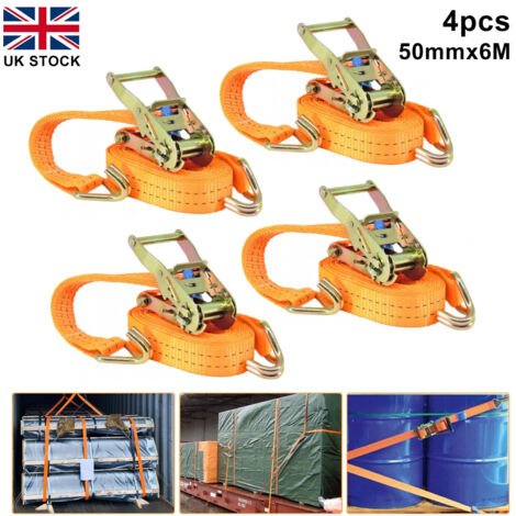 Trintion 4PCS Heavy Duty Ratchet Tie Down Straps - 6M x 50mm 2000kg Capacity Ideal for Motorcycles, Cargo, Trucks, Trailers and Luggage