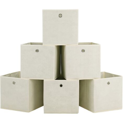 Trintion 6PCS Aufbewahrungsbox aus Vliesstoff Faltbare Aufbewahrungsbox für Snacks Aufbewahrungsbox für Kleidung für die Heimaufbewahrung Büro (Beige)