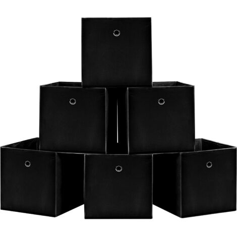 Trintion 6PCS Aufbewahrungsbox aus Vliesstoff Faltbare Aufbewahrungsbox für Snacks Aufbewahrungsbox für Kleidung für die Heimaufbewahrung Büro (Schwarz)