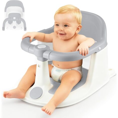 Trintion Baby Bath Seat, Non-Slip Soft Toddler Bath Chair 6 Months Plus with Suction Cups, Ergonomic Baby Bath Support, Grey (Gray, Upgrade)