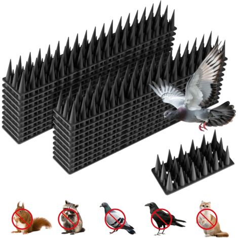 Trintion Bird Spikes, 20 Pack 6m Fence Spikes for Bird Squirrel Raccoon Cat Fox Pigeon Intruder Deterrent Spikes for Outside/Outdoor to Keep Birds Away (Black)