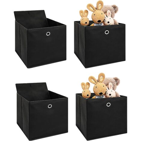 Trintion Boîte de Rangement,Lot de 4, 32 x 32 x 32 cm, Cubes, pour Étagère, Pliablespour Jouets, Vêtements (noir)