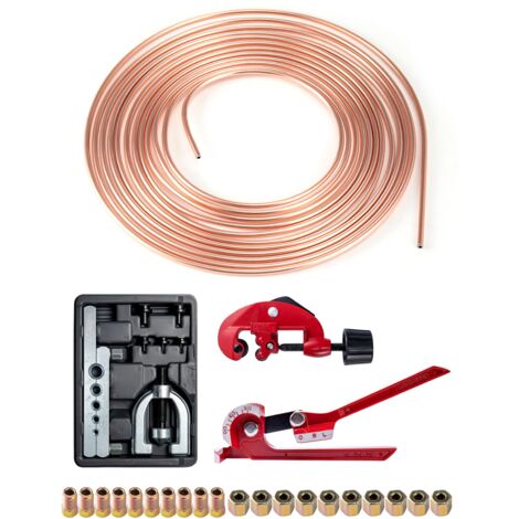 Trintion Brake Pipe Flaring Tool Kit 3/16" Brake Line Repair Kit 25FT Car Brake Line 10mm Replacement Cutter Bender Brake pipe cutting machine pipe bender flaring tool joint for Car Braking System