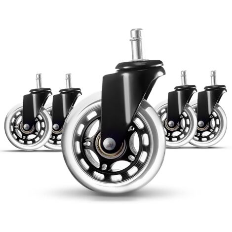 Trintion Bürostuhl Rollen 5er Set Bürostuhl Räder Ersatzrollen für Teppich und Parkettböden Strapazierfähige Bürostuhlrollen Ersetzen Bodenschutzmatten 11 x 22 mm Schwarz