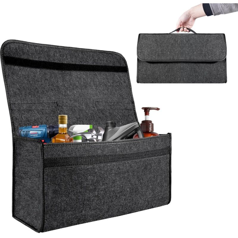 Trintion Car Storage Bag 50x30x15cm Car Boot Organiser Large Anti-Slip Car Boot Storage Bag Foldable Car Boot Bag with Fastening Flip Cover Car Boot