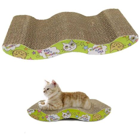 Trintion Cat Scratcher Pad Scratching Board Cardboard Corrugated Scratching Pad Mat Curved Shape Reversible Use Durable Cat Scratching Pad