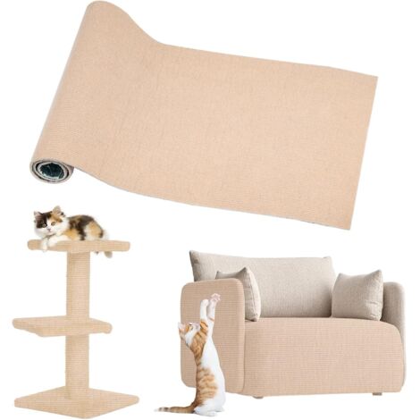 Trintion Cat Scratching Mat Self-Adhesive Cat Carpet DIY Wall Furniture Protector Corner Sofa Protector Scratching Pad for Couch Post Doors Chair (Beige, 40  100cm)