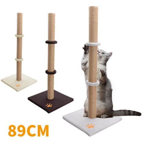 Trintion Cat Scratching Post 89cm Tall Cat Tree with Sisal-Covered Pole Soft Plush Base & Heavy-Duty Stability for Kittens & Adult Cats (Beige)