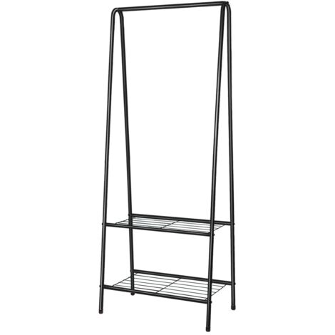 Trintion Clothes Rail Small Clothes Coat Rack 36x60x151cm Garment Rail with Shelves Dress Hanging Display Stand Clothes Hanging Rail for Bedroom Small Apartment Student Dormitory Black