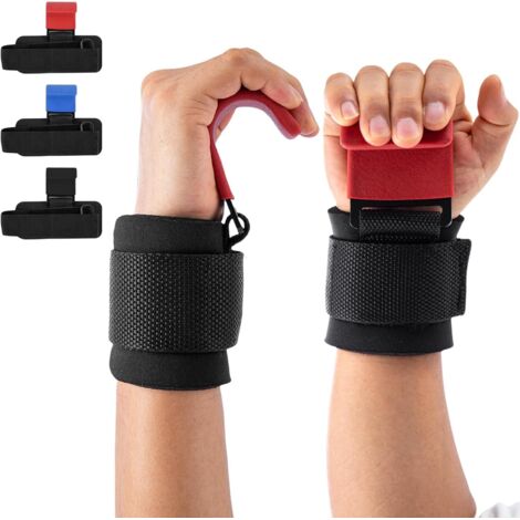 Trintion Gewichtheberhaken, Gummibeschichtete Zughilfen für Krafttraining, Anti-Rutsch Griffhaken für Männer und Frauen, Ideal für Gewichtheben, Hantelrudern, Kreuzheben, Gymnastikbänder (Rot)