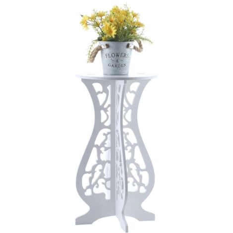 Trintion Plant Stand 45.5cmx25cm Modern wooden plant stands Home Decor Storage Racks Hollow Plant Stand Design plant pot stand for Indoor and Outdoor Use, White