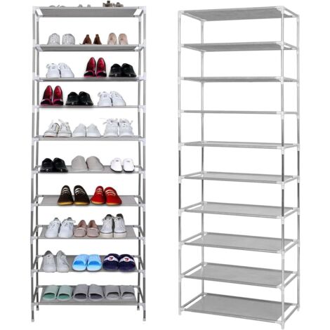 Trintion Schuhregal 10 Ebenen - Schmal Und Hoch Schuhablage Für Bis Zu 40 Paar Schuhe - Platzsparend Schuhständer 27 X 55 X 155 cm Grau - Schuhaufbewahrung Für Flur, Schlafzimmer