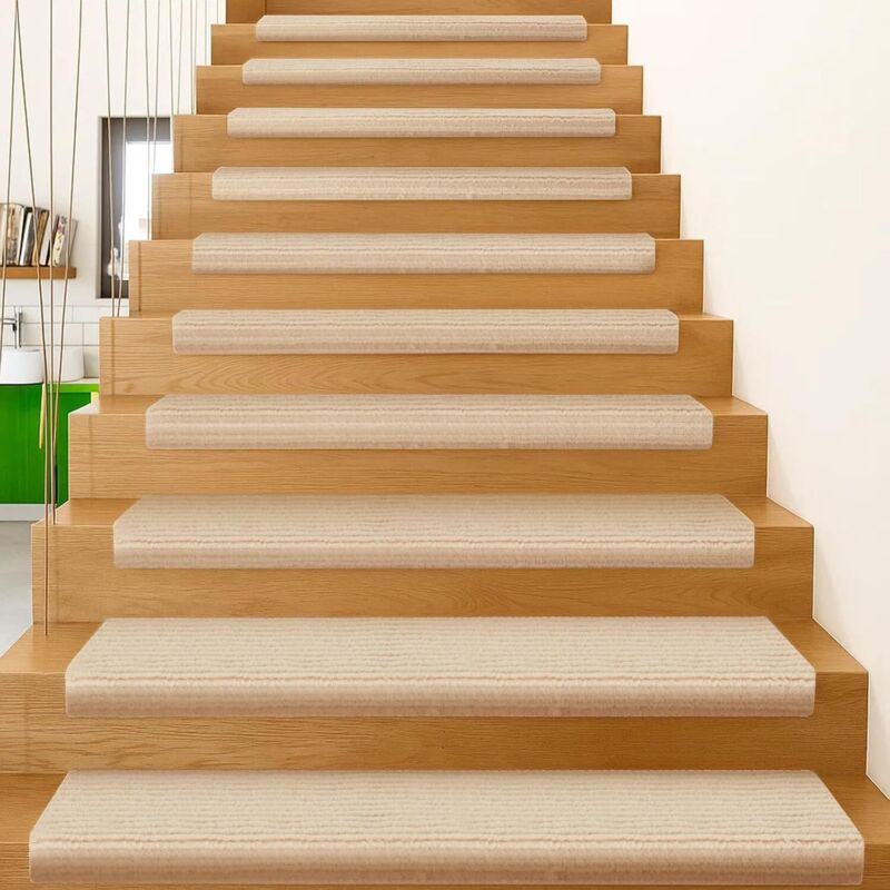 Trintion Self-Adhesive Stair Pads for Carpet Steps Non-Slip Stair Treads, Reusable Fabric Anti-Slip Stair Mats for Home, Pets & Elderly, Quiet Soft