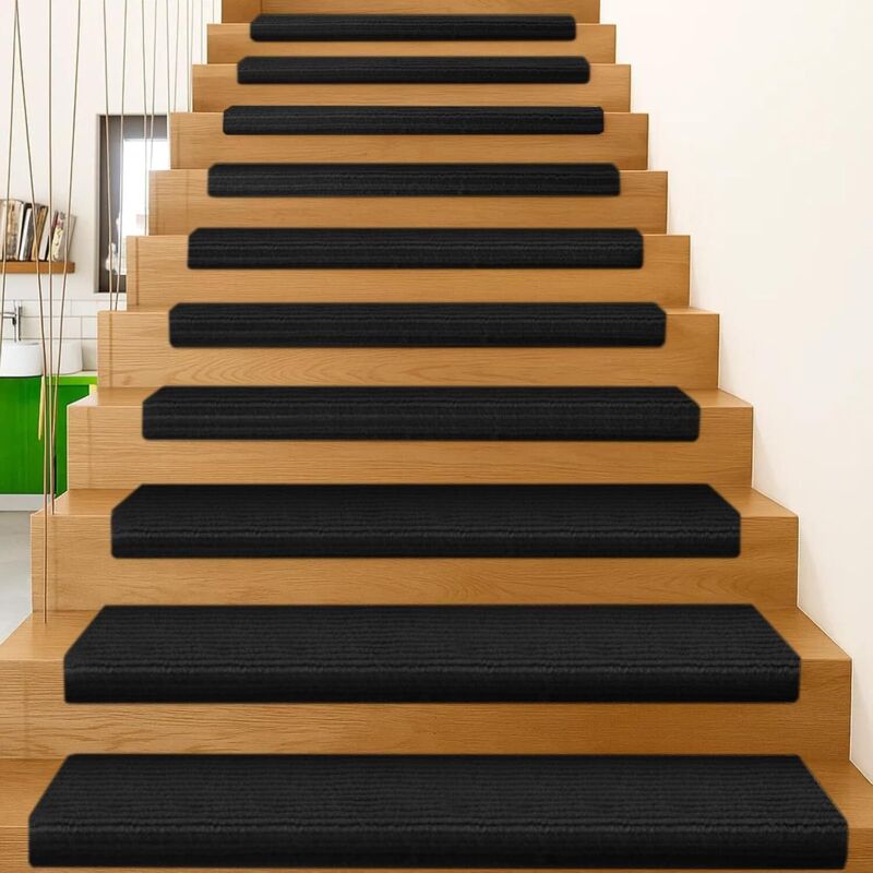 Trintion Self-Adhesive Stair Pads for Carpet Steps Non-Slip Stair Treads, Reusable Fabric Anti-Slip Stair Mats for Home, Pets & Elderly, Quiet Soft