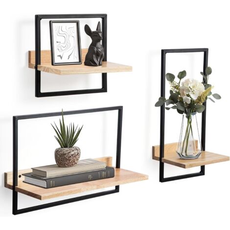 Trintion Set mit 3 Wandregalen,3 Teiliges Set-Eich Regale,Quadratische Bücherregal für die Wand Deko, Hängeregale zur Wandaufbewahrung,Wandregal Holz Hängeregal für küche,Wohnzimmer,Schlafzimmer