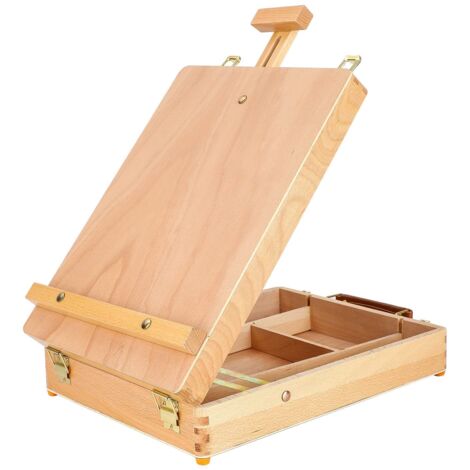 Trintion Table Easel Box Art Supplies Easel Box Wooden Adjustable Foldable Desktop Sketch Portable Art Painting Storage Box for Children's Artist Drawing Student
