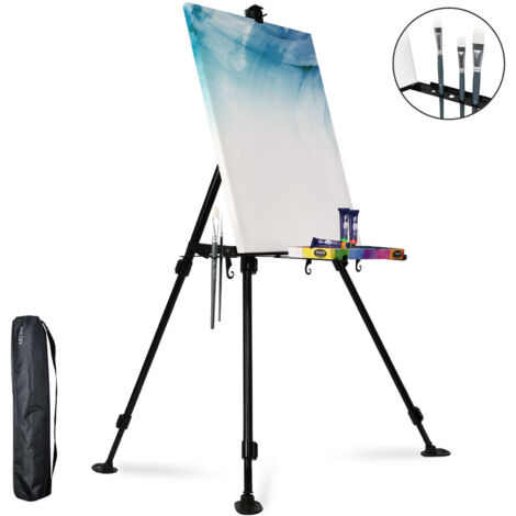 Trintion Table Easel Box Art Supplies Easel Box Wooden Adjustable Foldable Desktop Sketch Portable Art Painting Storage Box (Metal Easel Stand)
