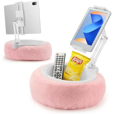 Trintion Tablet-Ständer mit Kissen, Kindle-Halter, kompatibel mit 4,7"-9,8" Handys/Tablets, iPad, iPhone, Kindle - 360° Verstellbarer Handyhalter fürs Bett mit weichem Plüschstoff (Rosa)