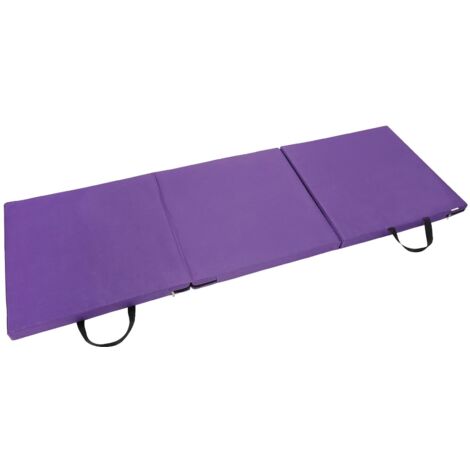 Trintion Tri-Fold 1.5" Thick Folding Gymnastics Exercise Mat Non Slip Soft Foam Yoga Mat with Carry Strap Handles for Tumbling Camping Pilates Home Training Floor Workout Aerobics 180x60x4CM (Purple)