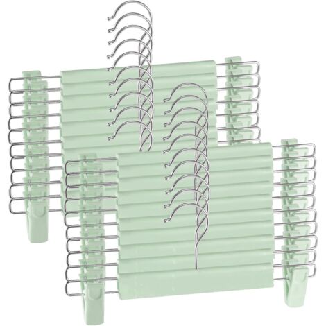 Trintion Trouser Hanger, 10Pack Skirt Hangers with Clips, Space Saving Heavy Duty Non-Slip Adjustable Clips Hooks for Organizing Trousers, Skirts, Jeans, Towels, and Sheets Mint Green (Mint Green)