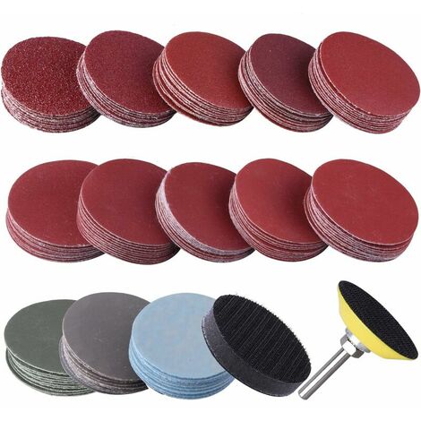 TRIO 130 Pièces Disques Abrasifs 50mm Disques de Ponçage Grain 80 120 150 240 320 400 600 800 1000 1200 1500 2000 3000 pour Meulage Fraisage Gravure