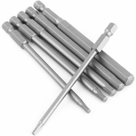 TRIO 6-teiliges 100 mm magnetisches Stahl-Sechskantschaft-Schraubendreher-Bit-Set H2.5 H3 H4 H5 H6 H8 Schraubendreher-Set