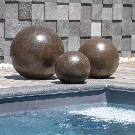 Trio bolas decorativas para exterior marrón