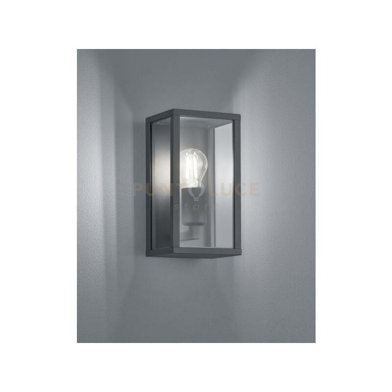 Garonne applique da esterno rettangolare in fusione colore antracite l. 14CM x h. 26,5CM 1 luce attacco E14